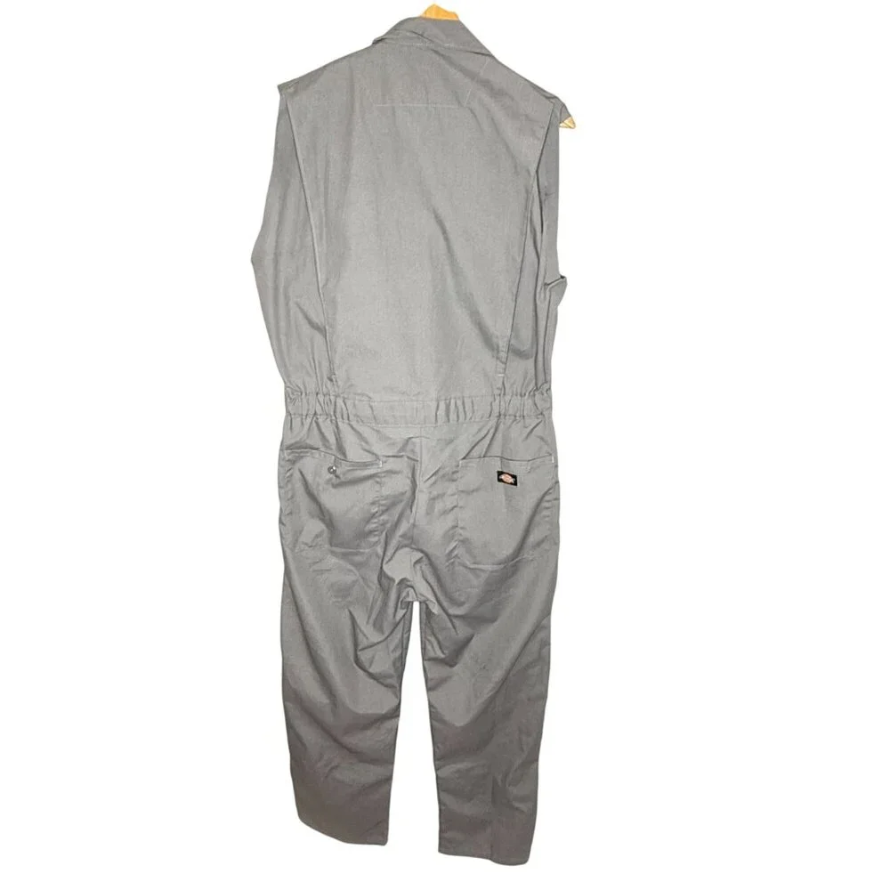 Dickies Gray Sleeveless Work Jumpsuit Heart Bear Flower Patches Irregular Medium - Picture 2 of 8